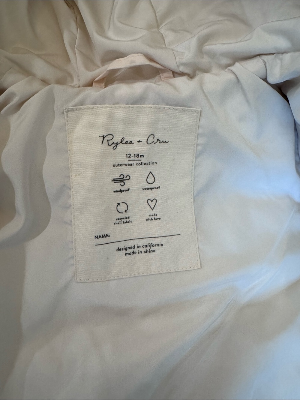 Rylee + Cru Cream Puffer Jacket with Rust Floral Print - Picture 2 of 4